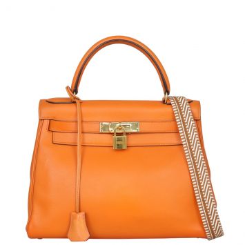 Hermes Kelly 28 Retourne Swift Front with Strap