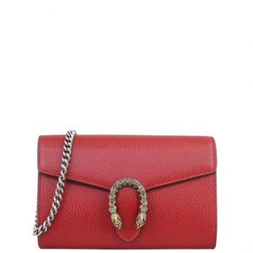Gucci Dionysus Mini Leather Chain Wallet Front with strap