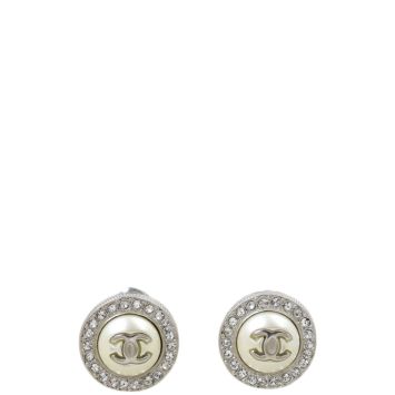 Chanel Crystal CC Button Earrings