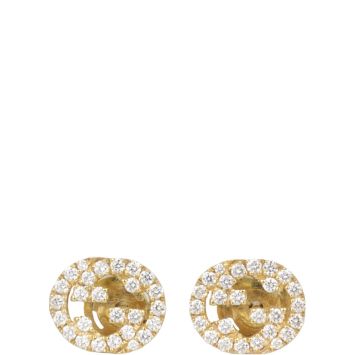 Gucci Interlocking G 18k Yellow Gold Diamond Stud Earrings