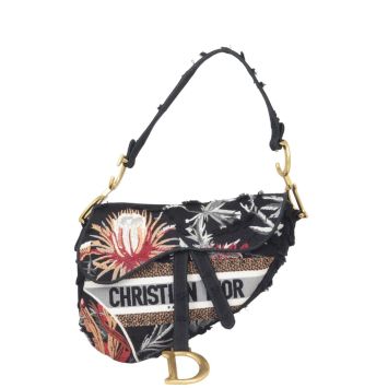 Dior Saddle Bag Embroidered Camouflage Flowers