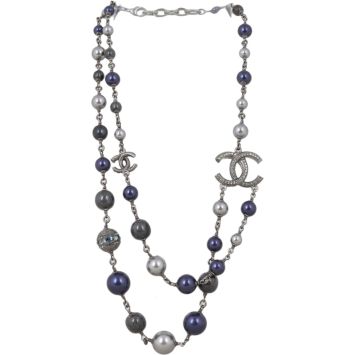 Chanel CC Beaded Double Chain Necklace