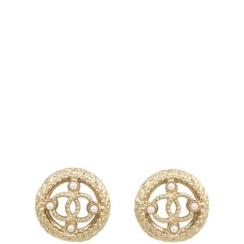 Chanel CC Round Pearl Earrings
