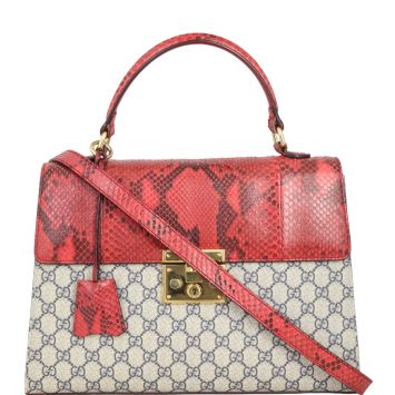 Gucci GG Supreme Python Padlock Top Handle Bag Medium