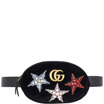 Gucci GG Marmont Belt Bag Crystal Star Velvet