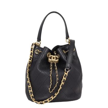 Chanel Quilted CC Drawstring Bucket Bag