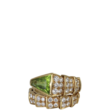 Bvlgari Serpenti Peridot 18K Yellow Gold Diamond Ring