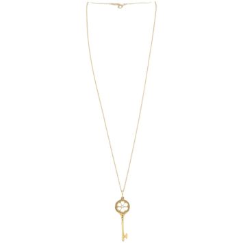 Tiffany & Co 18k Yellow Gold Diamond Daisy Key Pendant Necklace