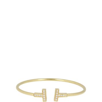 Tiffany & Co T Wire 18k Yellow Gold Diamond Bracelet