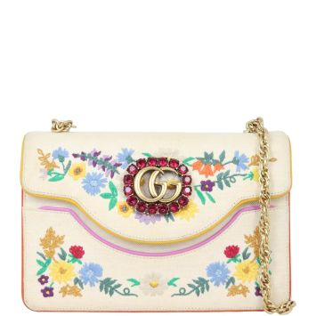 Gucci Linea Ricami Floral Cat Embroidered Shoulder Bag