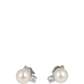 Tiffany & Co Signature Pearls 18k White Gold Diamond Pearl Stud Earrings