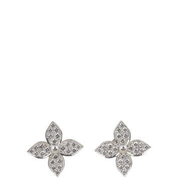 Louis Vuitton Idylle Blossom 18k White Gold Diamond Stud Earrings 