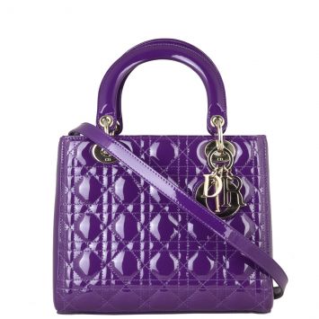 Dior Lady Dior Medium Patent Front with Strap