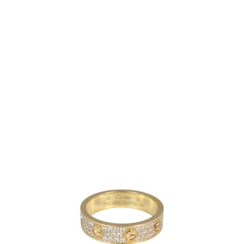Cartier Love Wedding Band 18k Yellow Gold Diamond Paved