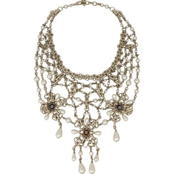 Chanel Chain and Pearl Bib Necklace