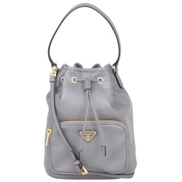 Prada Duet Leather Bucket Bag Front