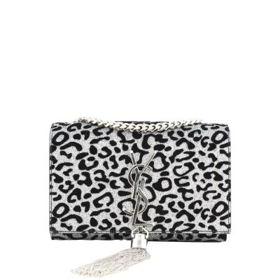 Saint Laurent Small Kate Tassel Glitter Leopard Print Satchel Front
