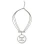 Chanel Crystal Pearl CC Circle Pendant Necklace Front