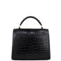 Saint Laurent Cassandra Top Handle Mini Croc-Embossed Back
