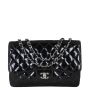 Chanel Classic Single Flap Jumbo Patent Front Showing Chain