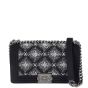 Chanel Boy Old Medium Embroidered Front Showing Strap