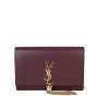 Saint Laurent Kate Tassel Chain Wallet Croc-Embossed Front