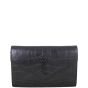 Saint Laurent Monogram Envelope Chain Wallet Croc-embossed