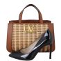 Valentino VLogo Plaque Top Handle Straw Bag