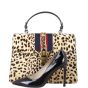 Gucci Sylvie Top Handle Medium Bag Leopard Calf Hair