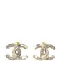 Chanel CC Half Crystal Stud Earrings