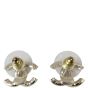 Chanel CC Half Crystal Stud Earrings