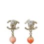 Chanel CC Pearl Coral Drop Earrings
