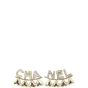Chanel 'CHA-NEL' Hearts Crystal Stud Earrings