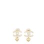 Chanel Crystal CC Heart Drop Earrings