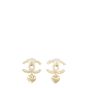 Chanel Crystal CC Heart Drop Earrings
