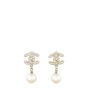 Chanel CC Pearl Drop Earrings