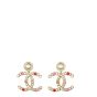 Chanel CC Pearl Crystal Chain Drop Earrings