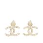 Chanel CC Pearl Crystal Chain Drop Earrings