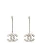 Chanel Crystal CC Baguette Drop Earrings