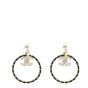 Chanel Crystal CC Chain Hoop Earrings