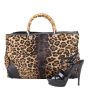Gucci Bamboo Calf Hair Leopard Shopper Tote Large Shoe