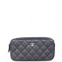 Chanel CC Double Zip Clutch with Pearl Chain Front