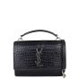 Saint Laurent Sunset Chain Wallet Croc Embossed Front with Strap