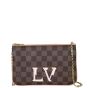 Louis Vuitton Double Zip Pochette Damier Ebene Front with Strap
