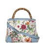 Gucci Bamboo Handle Floral Canvas Tote Front with Strap