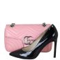 Gucci GG Marmont Matelasse Small Shoulder Bag Front with Shoe