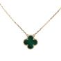 Van Cleef & Arpels Vintage Alhambra Malachite 18k Yellow Gold Necklace