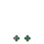 Van Cleef & Arpels Vintage Alhambra Malachite 18k Yellow Gold Earrings