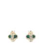 Van Cleef & Arpels Vintage Alhambra Malachite 18k Yellow Gold Earrings