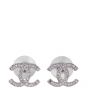 Chanel CC Crystal Stud Earrings Front